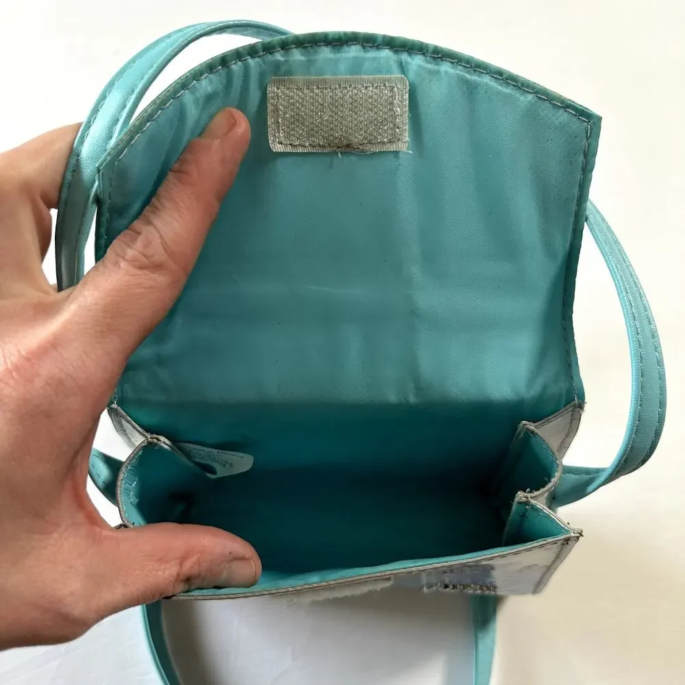 Justice Silver & Blue Iridescent Crossbody Purse / Handle Bag